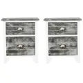 Table de chevet 2 pcs avec 2 tiroirs Gris et blanc