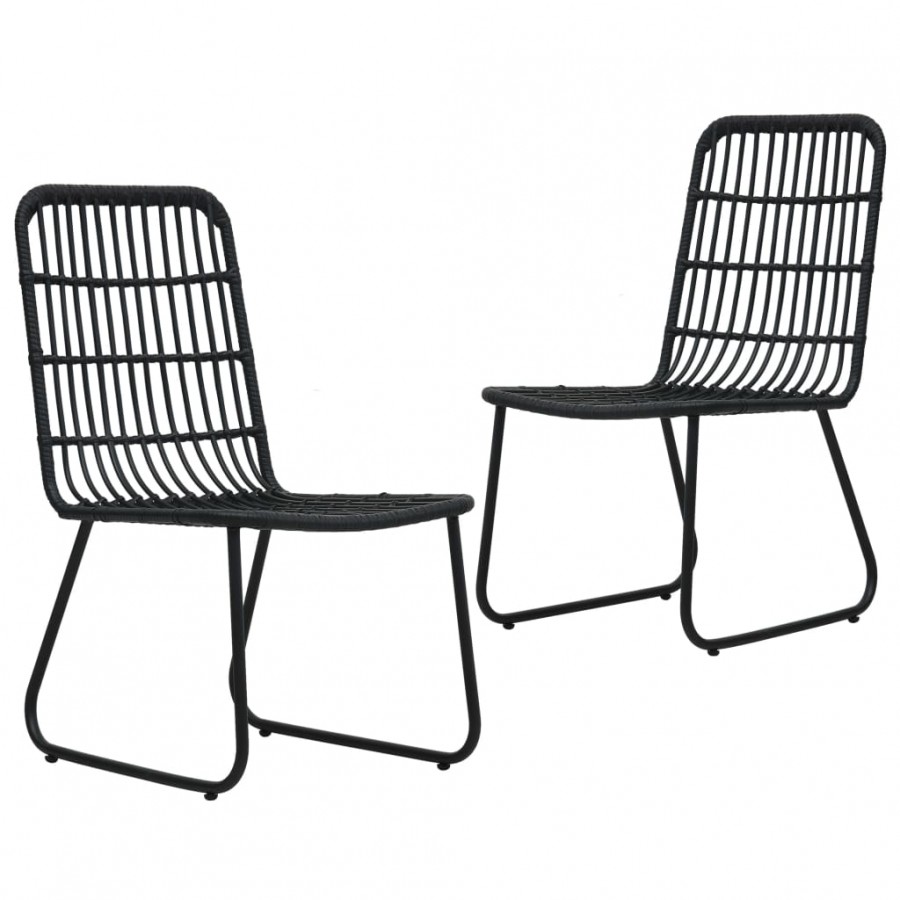 Chaises de jardin 2 pcs Résine tressée Noir