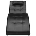 Chaise longue avec oreiller Noir Similicuir