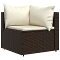 Salon de jardin 3 pcs avec coussins marron résine tressée