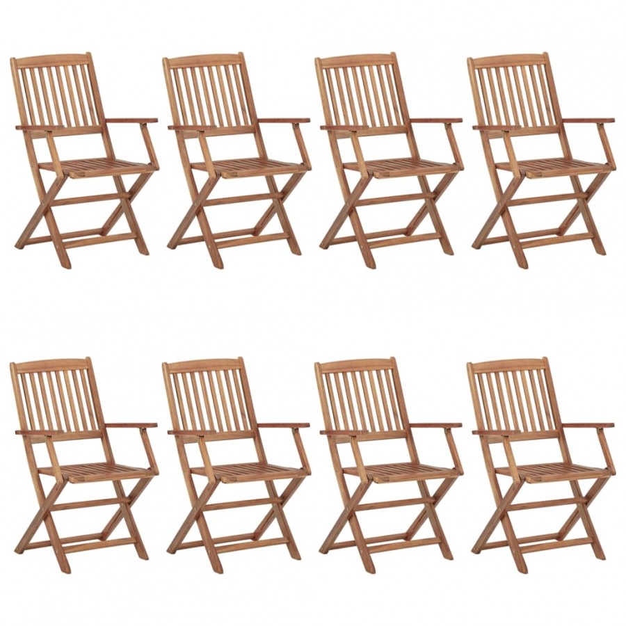 Chaises pliables d'extérieur 8 pcs Bois d'acacia solide