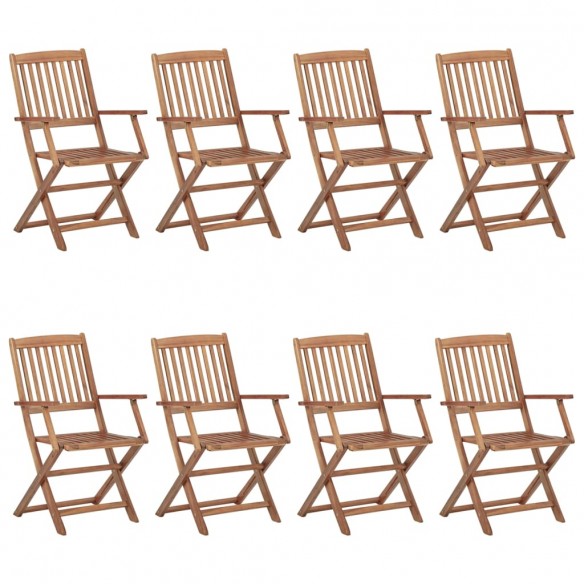 Chaises pliables d'extérieur 8 pcs Bois d'acacia solide