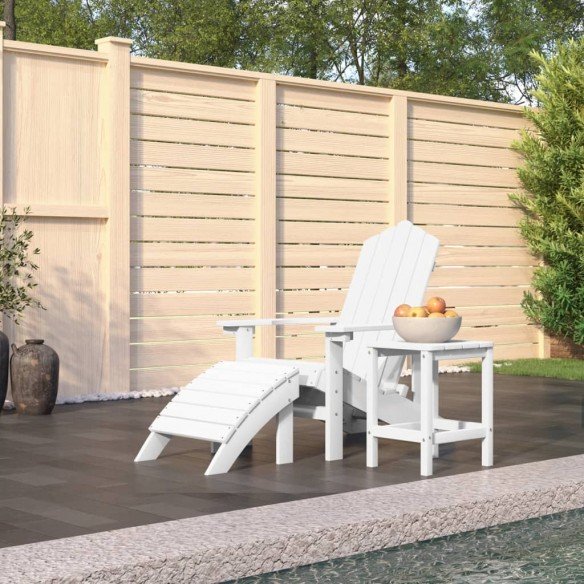 Chaise de jardin Adirondack repose-pied table PEHD Blanc