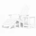 Chaise de jardin Adirondack repose-pied table PEHD Blanc