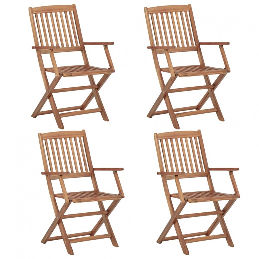 Chaises pliables d'extérieur 4 pcs Bois d'acacia solide