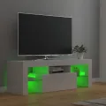 Meuble TV avec lumières LED blanc brillant 120x35x40 cm