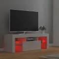 Meuble TV avec lumières LED blanc brillant 120x35x40 cm