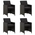 Chaises de jardin avec coussins 4 pcs Résine tressée Noir