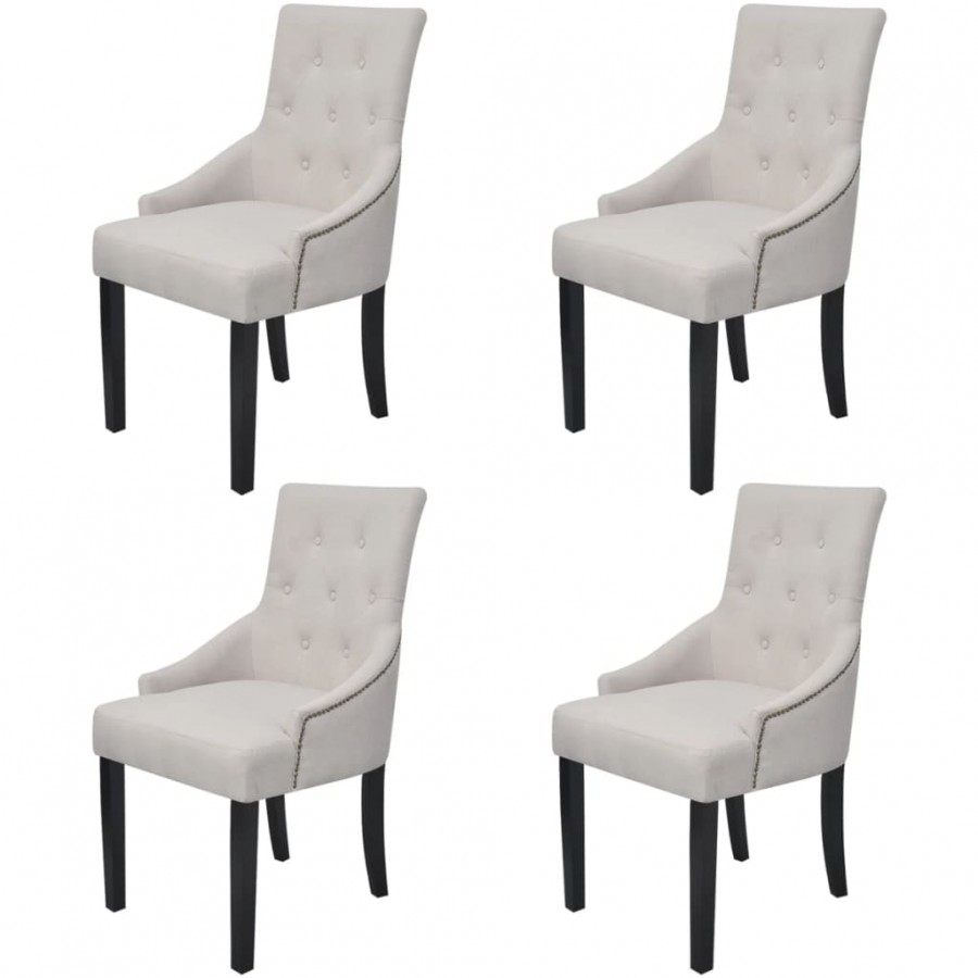 Chaises à manger lot de 4 gris crème tissu