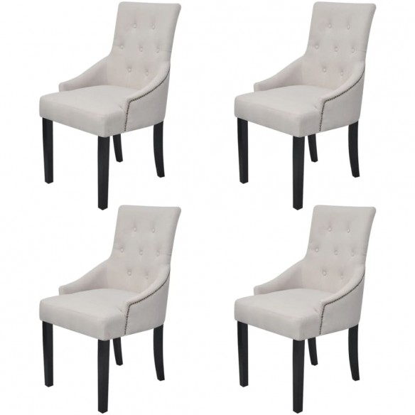 Chaises à manger lot de 4 gris crème tissu