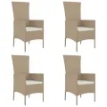 Chaises de jardin avec coussins 4 pcs Résine tressée Beige