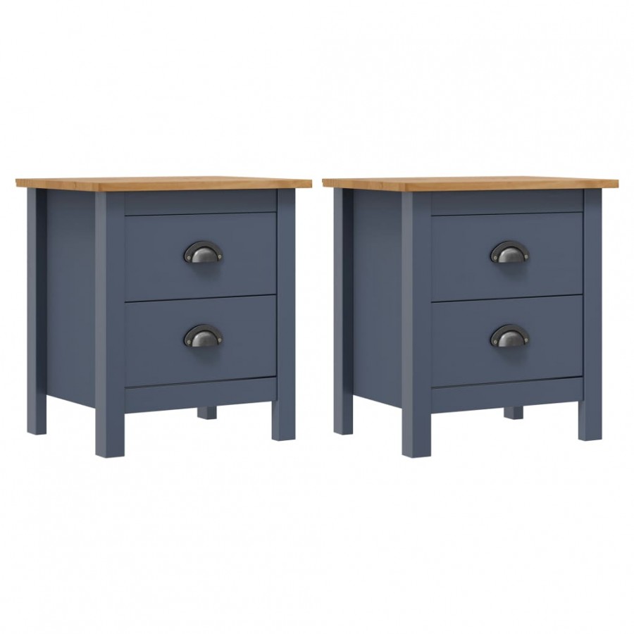 Tables de chevet Hill 2 pcs Gris 46x35x49,5 cm Bois de pin