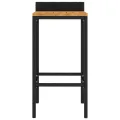 Tabourets de bar 4 pcs noir résine tressée et bois d'acacia