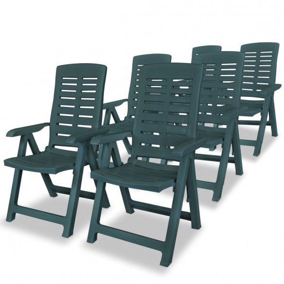 Chaises inclinables de jardin 6 pcs Plastique Vert