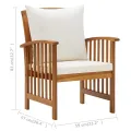 Chaises de jardin avec coussins 2 pcs Bois d'acacia massif