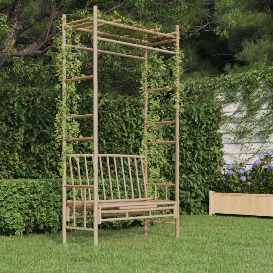 Banc de jardin avec pergola 116 cm Bambou