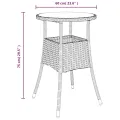 Table de jardin Ø60x75 cm Verre trempé/résine tressée Noir