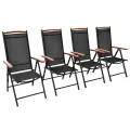 Chaises de jardin pliables 4 pcs aluminium et textilène noir