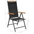 Chaises de jardin pliables 4 pcs aluminium et textilène noir