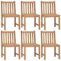 Chaises de jardin 6 pcs avec coussins Bois de teck massif