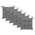 Chaises de jardin 6 pcs avec coussins Bois de teck massif