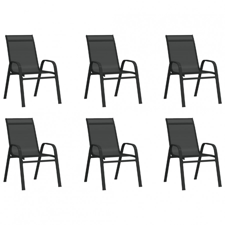 Chaises empilables de jardin 6 pcs Noir Tissu textilène