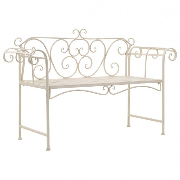 Banc de jardin 132 cm Métal Antique Blanc