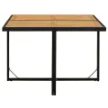 Table de jardin Noir 109x107x74 cm Résine tressée bois massif