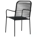Chaises de jardin 4 pcs Corde en coton et acier Noir