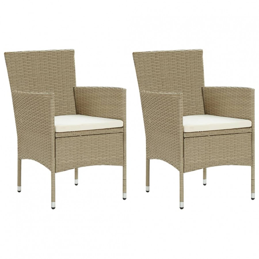 Chaises de salle à manger de jardin 2 pcs Résine tressée Beige