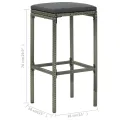 Tabourets de bar avec coussins lot de 2 gris résine tressée
