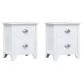 Table de chevet 2 pcs avec 2 tiroirs Blanc