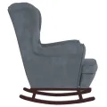 Fauteuil à bascule et pieds en bois d'hévéa Gris foncé Velours