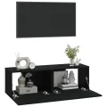 Meubles TV muraux 2 pcs noir 100x30x30 cm bois d'ingénierie
