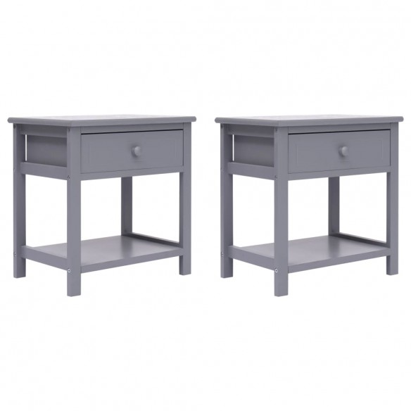 Tables de chevet 2 pcs Gris 40x29x42 cm Bois de Paulownia