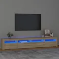 Meuble TV avec lumières LED Chêne sonoma 240x35x40 cm