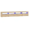 Meuble TV avec lumières LED Chêne sonoma 240x35x40 cm