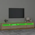 Meuble TV avec lumières LED Chêne sonoma 240x35x40 cm