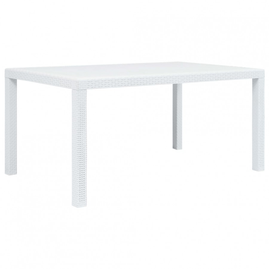 Table de jardin Blanc 150x90x72 cm Plastique Aspect de rotin