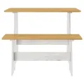 Table à manger avec banc Marron miel et blanc Pin solide