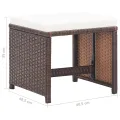 Tabourets de jardin 4 pcs avec coussins Résine tressée Marron