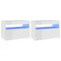 Tables de chevet lumières LED 2 pcs blanc brillant 60x35x40 cm