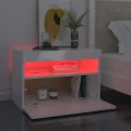 Tables de chevet lumières LED 2 pcs blanc brillant 60x35x40 cm