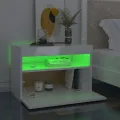 Tables de chevet lumières LED 2 pcs blanc brillant 60x35x40 cm