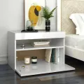 Tables de chevet lumières LED 2 pcs blanc brillant 60x35x40 cm