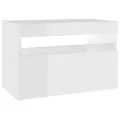 Tables de chevet lumières LED 2 pcs blanc brillant 60x35x40 cm