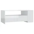 Table basse Blanc brillant 102x55x42 cm Bois d'ingénierie