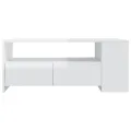 Table basse Blanc brillant 102x55x42 cm Bois d'ingénierie