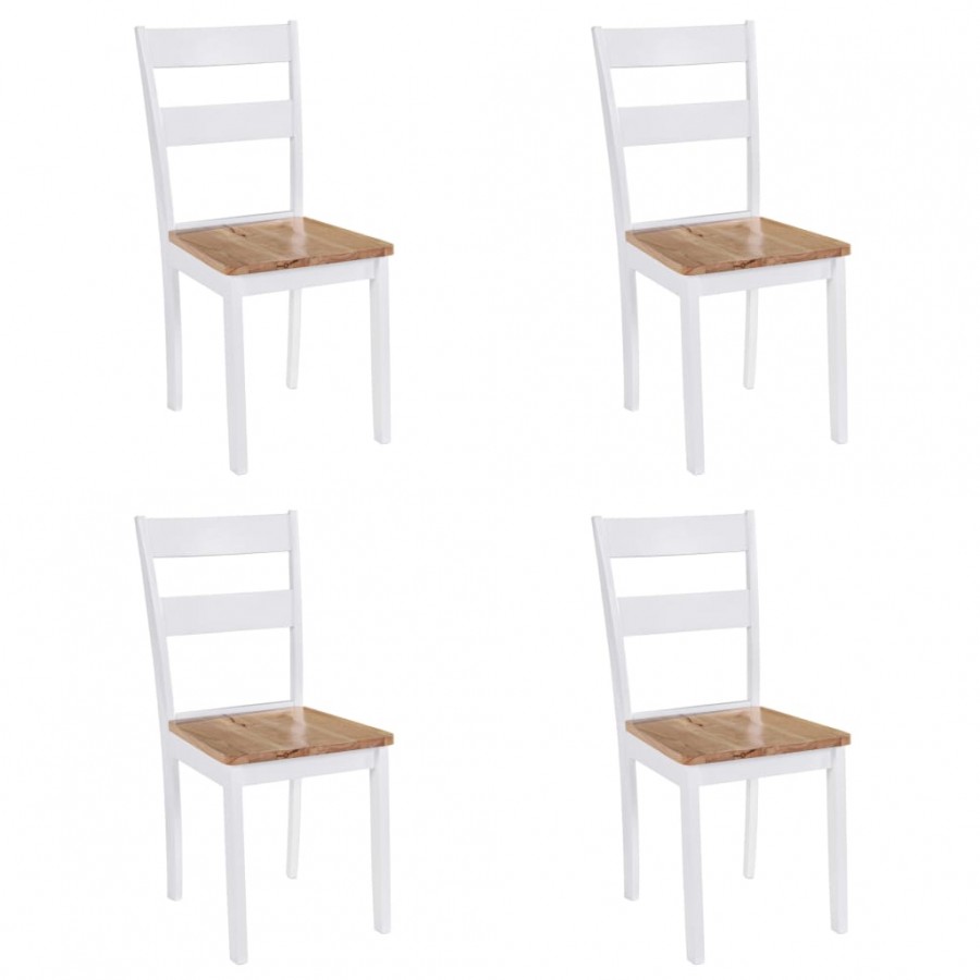 Chaises à manger lot de 4 blanc bois d'hévéa massif