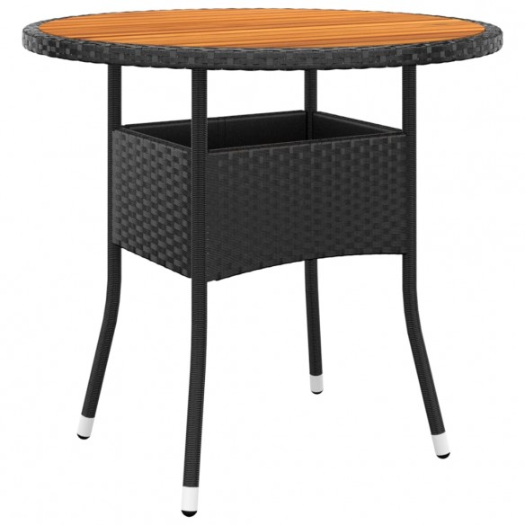 Table de jardin Ø80x75 cm Résine tressée et bois d'acacia Noir